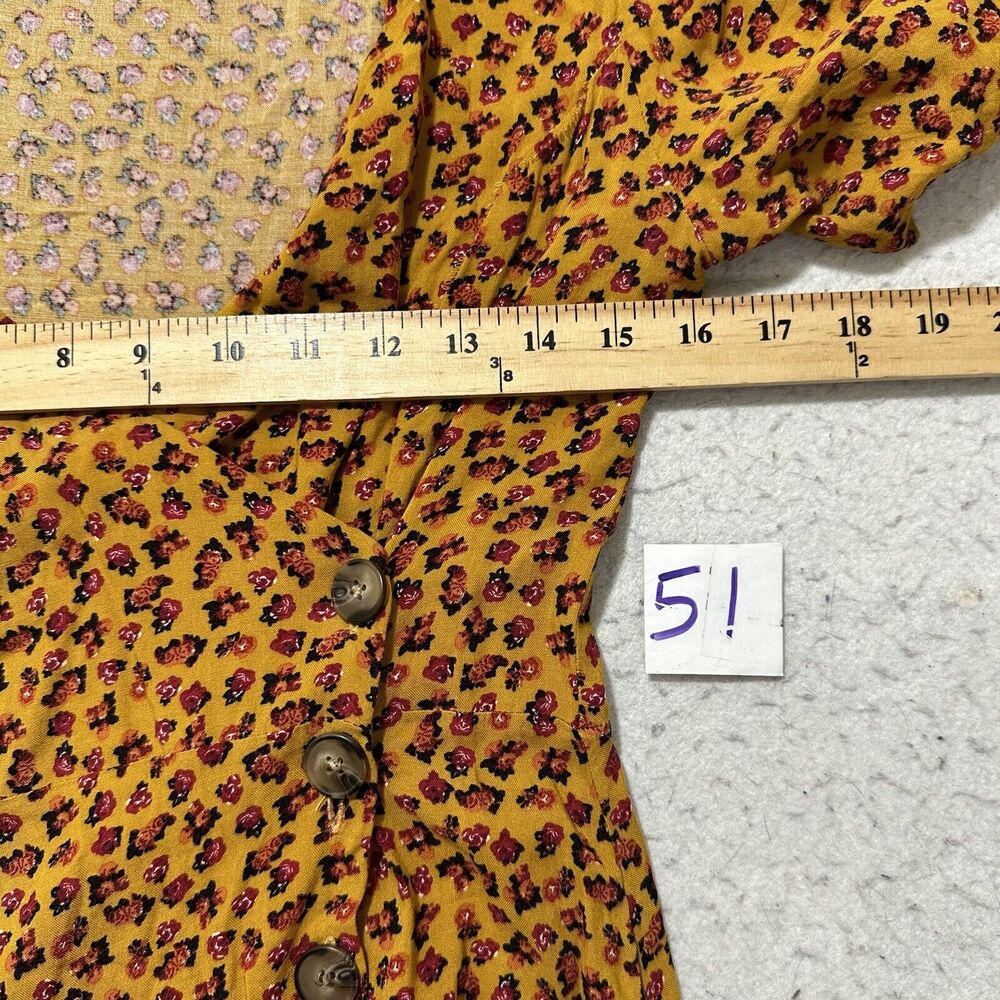 Urban Outfitters Women's Small Front-Slit Midi Dress Floral Print Orange Black - Picture 8 of 13